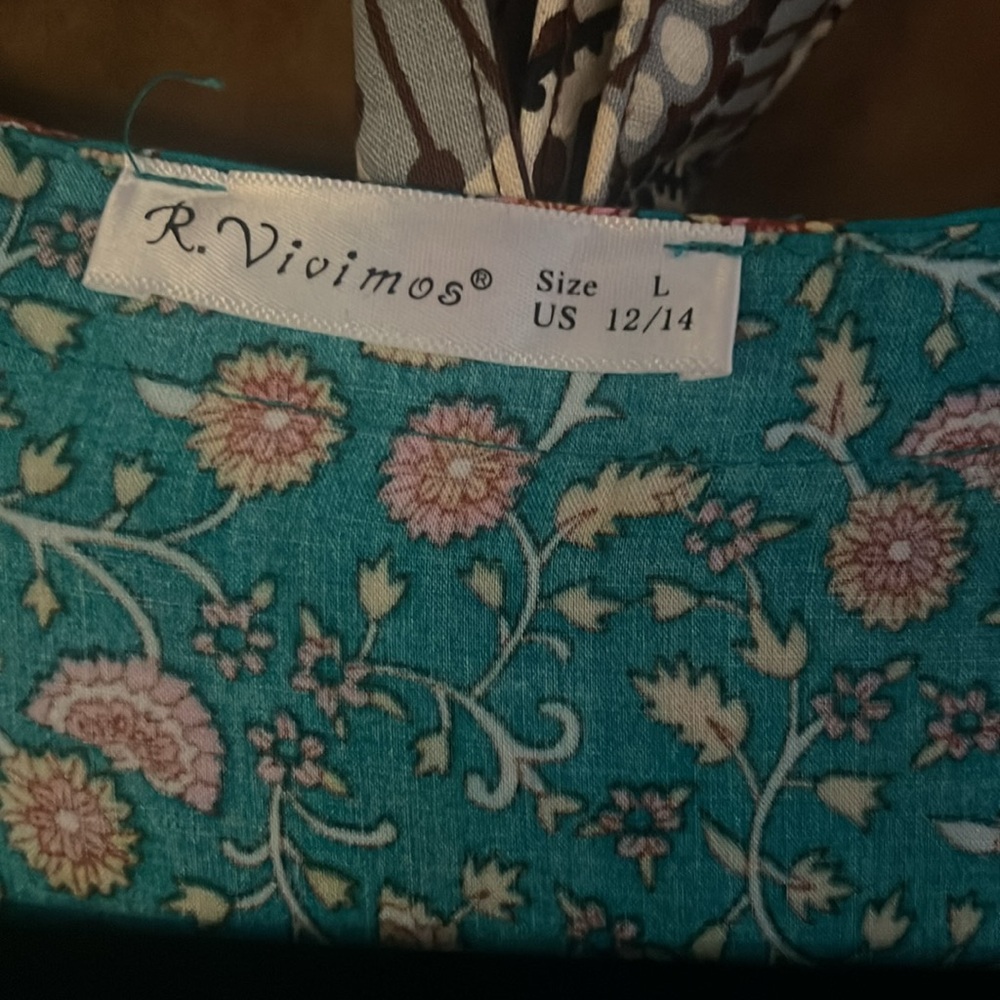 Floral Maxi Dress in Teal and Orange - Picture 4 of 4